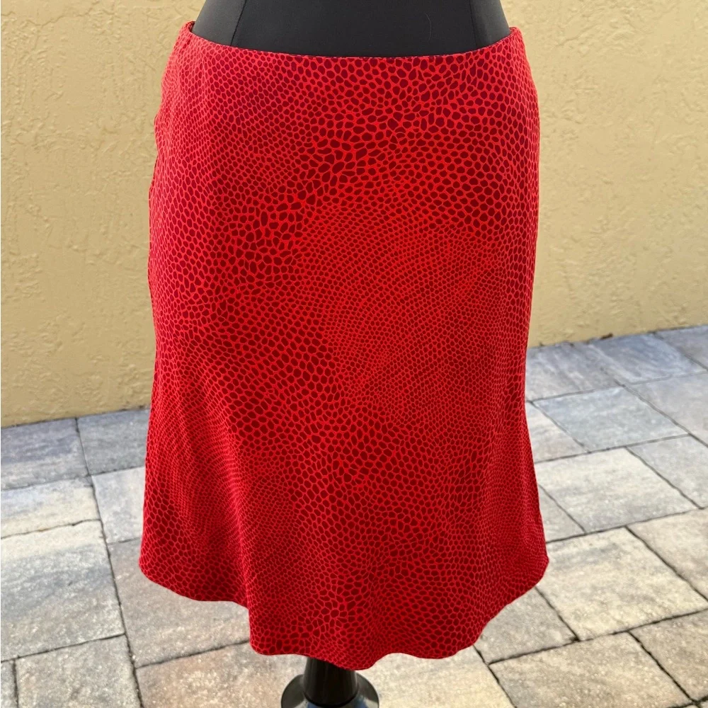 Y2K Vintage SPOONER Prague Red Silk Animal Print Realisation Par Skirt Sz 6/M - Picture 2 of 10